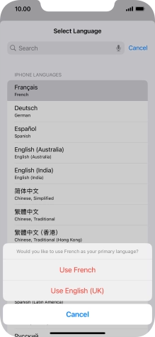 To select the new language as the default phone language, press Use ‹language› .