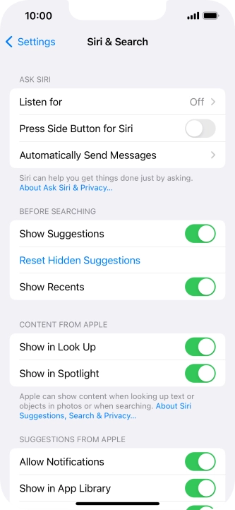 Press the indicator next to 