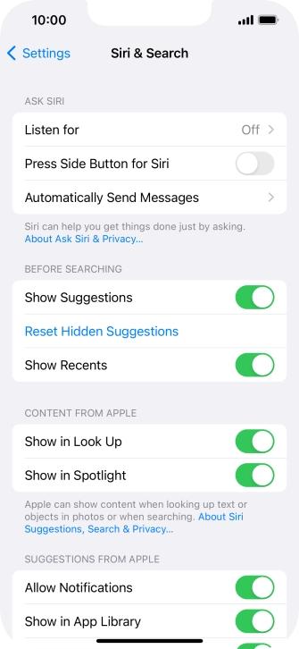 Press the indicator next to 