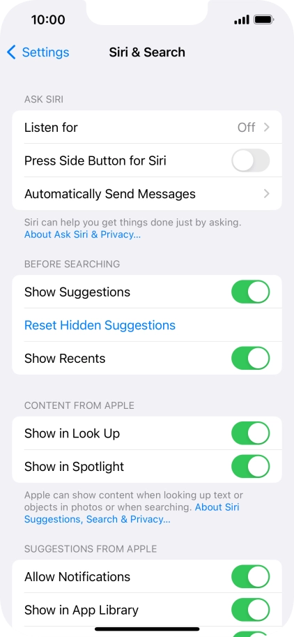 Press the indicator next to 