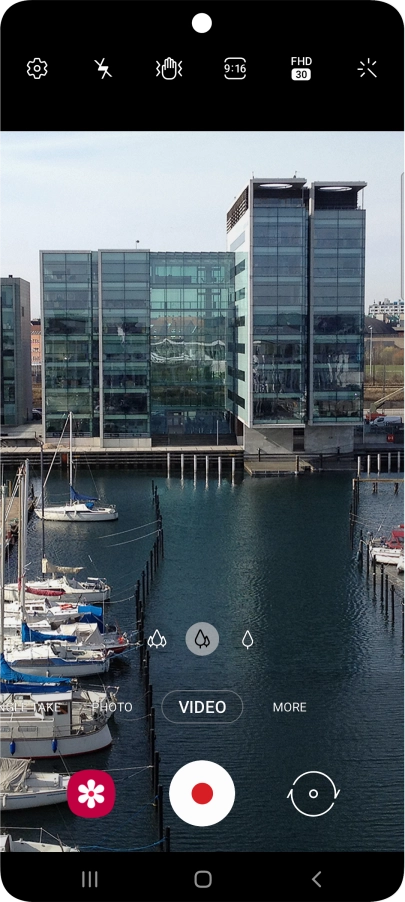 Press the video light icon.