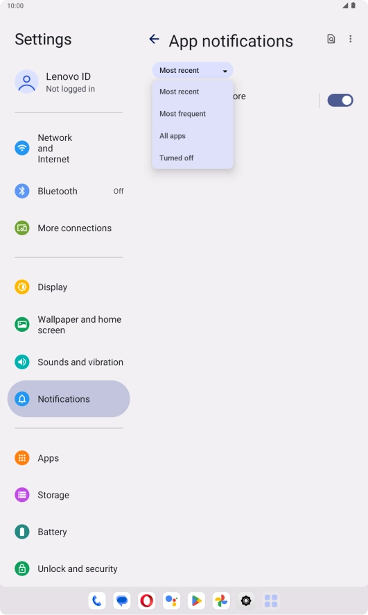 Press the required setting.