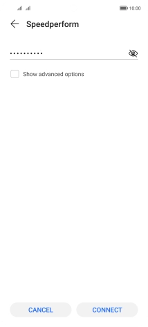 Key in the password for the Wi-Fi network and press CONNECT.