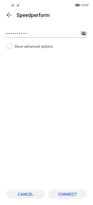 Key in the password for the Wi-Fi network and press CONNECT.