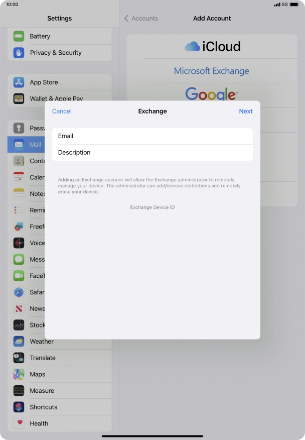 Press Description and key in the required name.