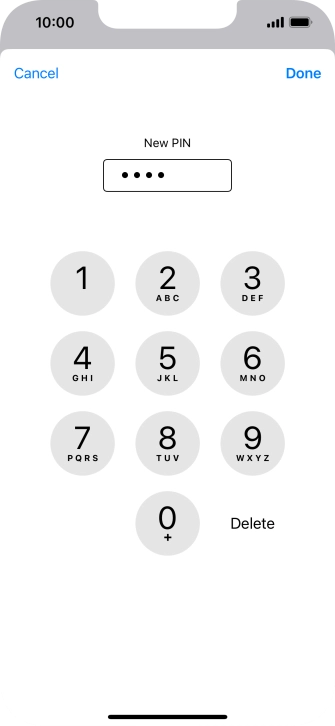 Key in a new four-digit PIN and press Done.