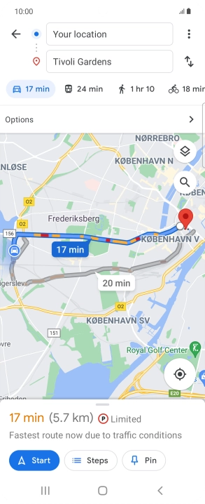 Press the required mode of transportation.