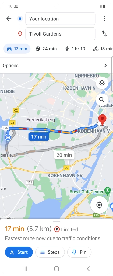 Press the required mode of transportation.