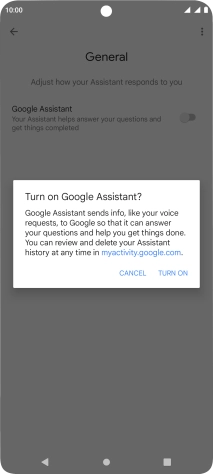 If you turn on the function, press TURN ON.