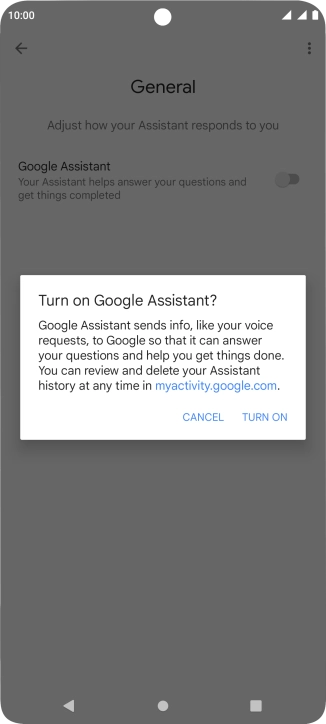 If you turn on the function, press TURN ON.
