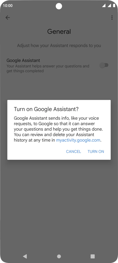 If you turn on the function, press TURN ON.