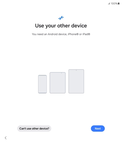 Press Can't use old device?.