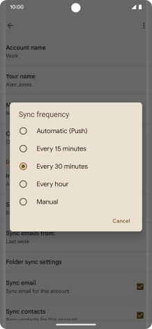 Press the required setting.