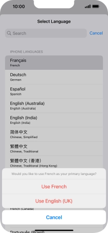 To select the new language as the default phone language, press Use ‹language› .