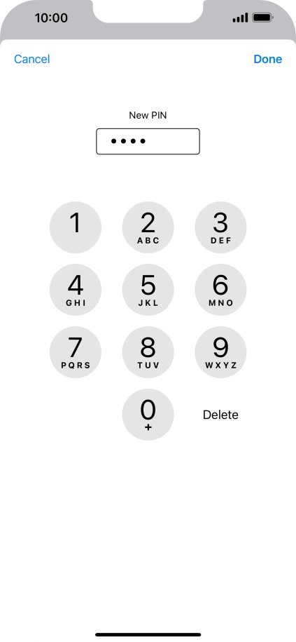 Key in a new four-digit PIN and press Done.