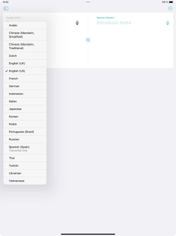 Press the required source language.