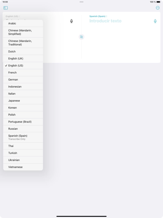 Press the required source language.