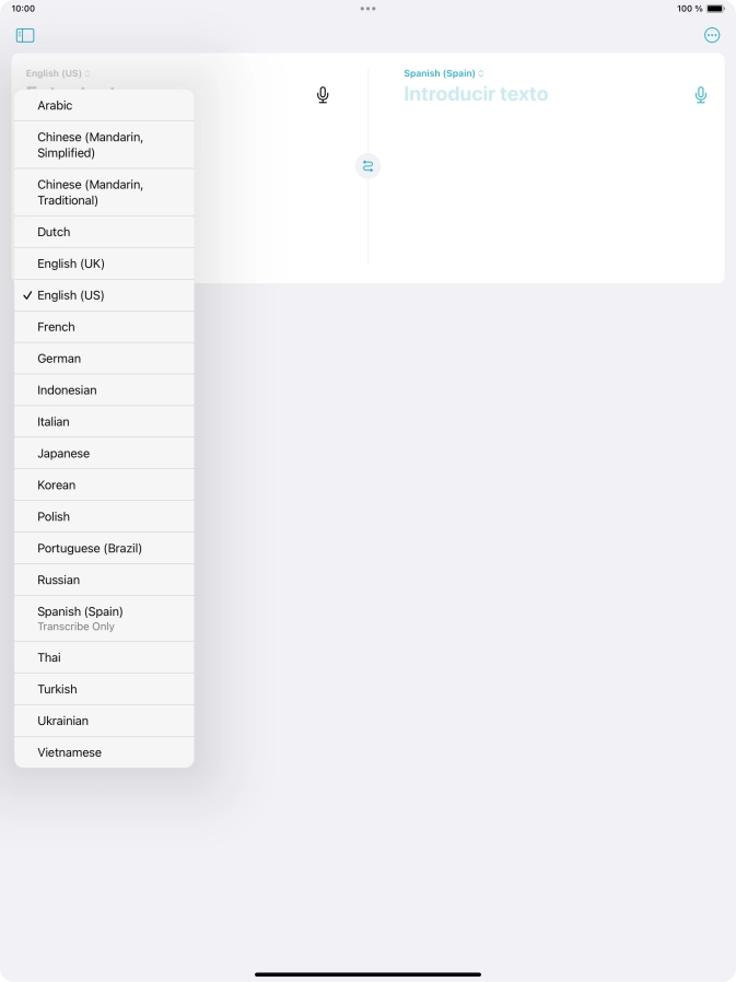 Press the required source language.