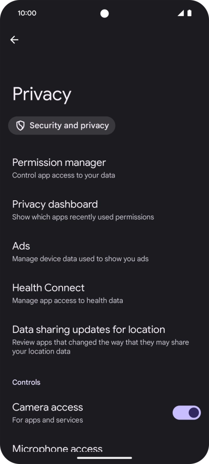 Press Permission manager.
