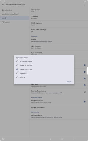 Press the required setting.