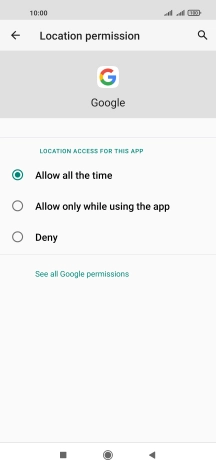 Press the required setting.