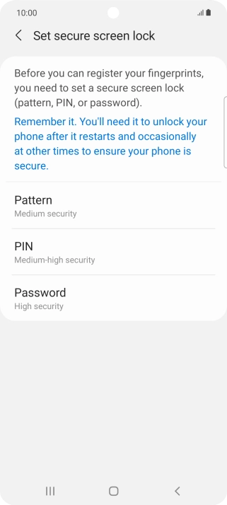 Press the required phone lock code and follow the instructions on the screen to create an additional phone lock code.