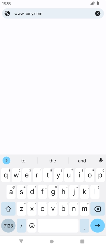 Key in the address of the required web page and press arrow right.