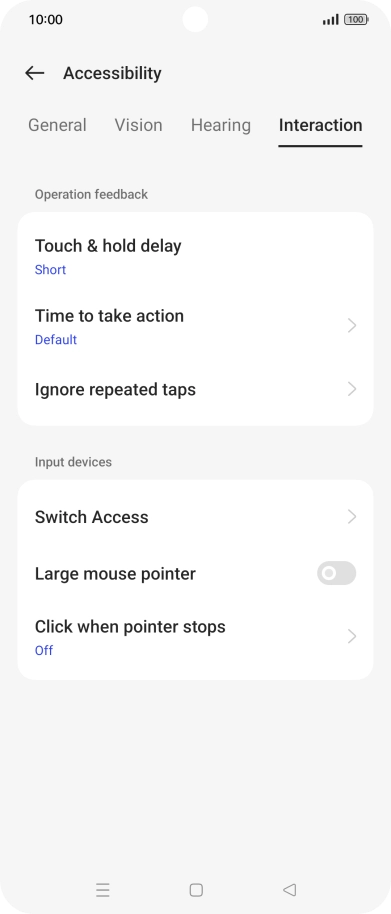 Press Interaction and follow the instructions on the screen to select the required settings.