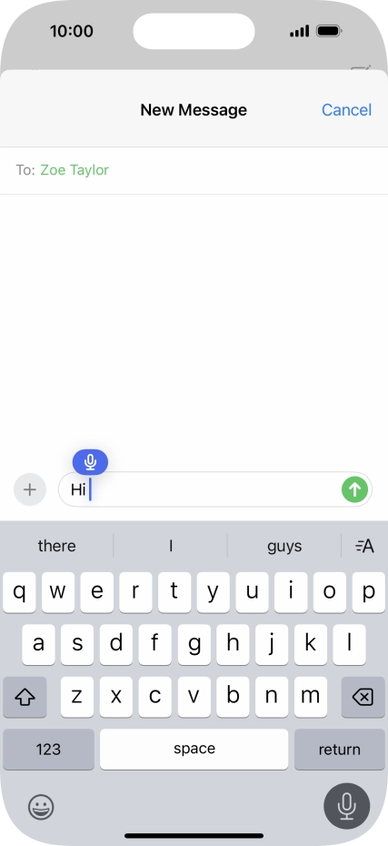 Press the microphone icon to end dictation.