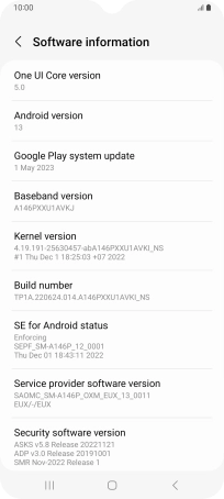 Your phone's software version is displayed below Android version.