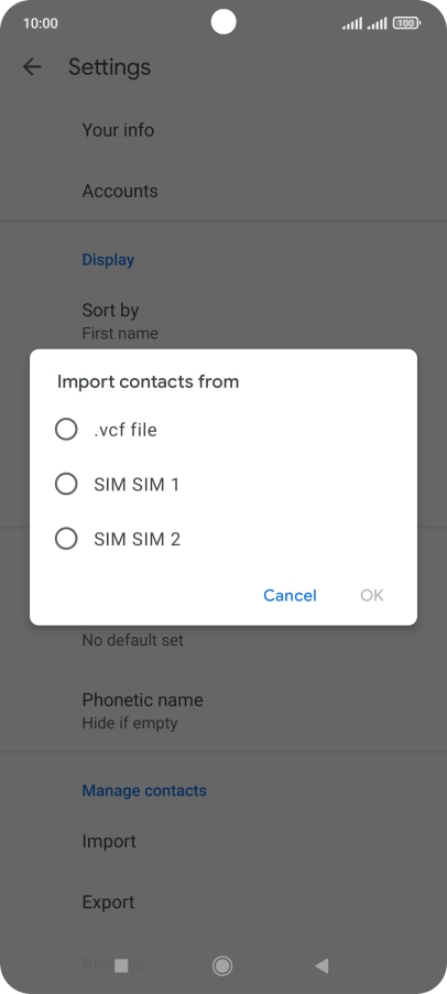 Press the required SIM.