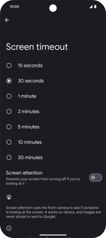 Press the required setting.