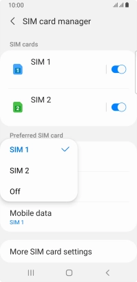 Press the required setting.