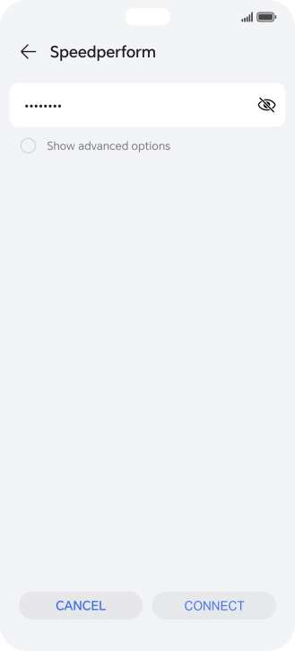 Key in the password for the Wi-Fi network and press CONNECT.