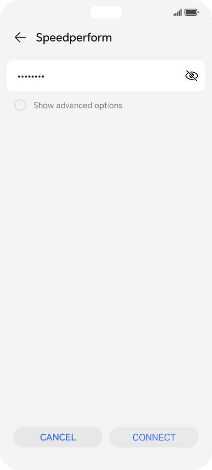 Key in the password for the Wi-Fi network and press CONNECT.