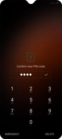 Key in the new PIN again and press the confirm icon.