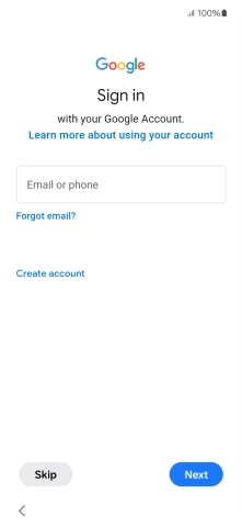 Press Email or phone and key in the username for your Google account. Press Email or phone and key in the username for your Google account.