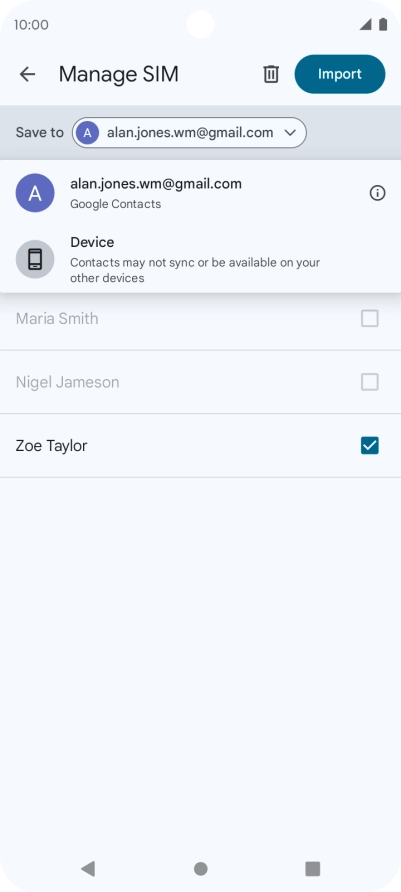 Press the required Google account.