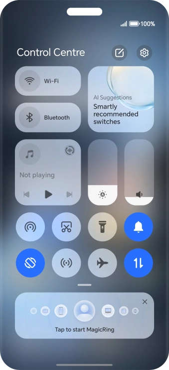 Press the Bluetooth icon to turn the function on or off.