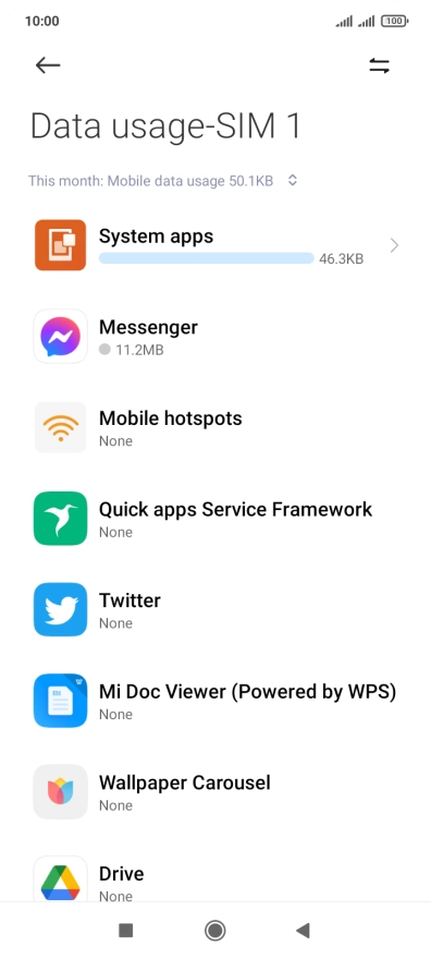The total data usage is displayed.