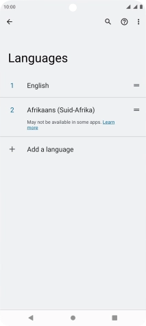 To select the new language as the default language, press the move icon next to the required language and drag it to the top of the list.
