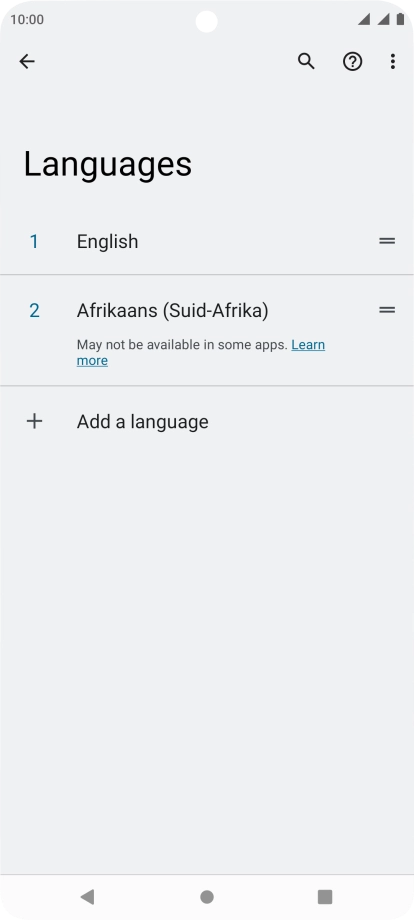 To select the new language as the default language, press the move icon next to the required language and drag it to the top of the list.