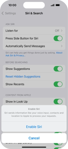 Press Enable Siri.