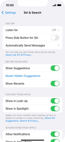 Press the indicator next to 