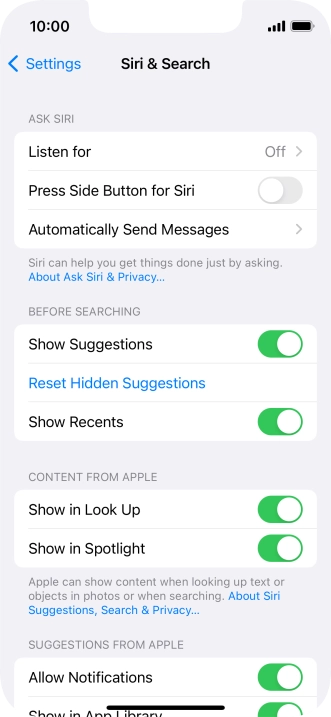 Press the indicator next to 