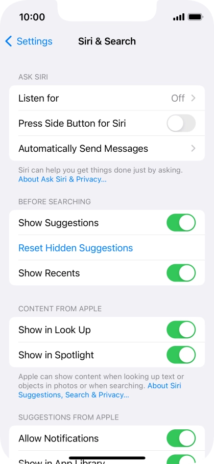 Press the indicator next to 