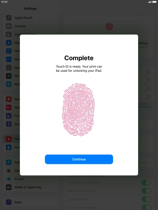 Press Continue. If you haven't previously selected a lock code, key in a code of your own choice twice.