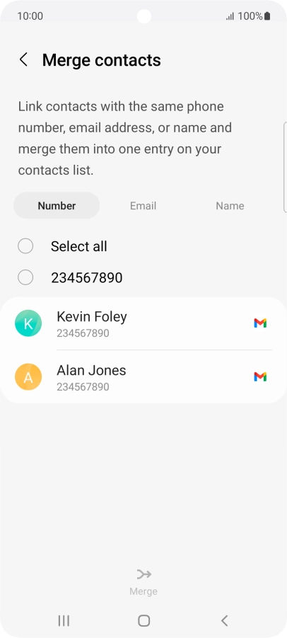 Press the field next to the required number.