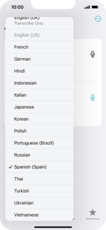 Press the required target language.