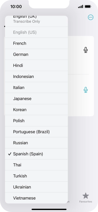 Press the required target language.